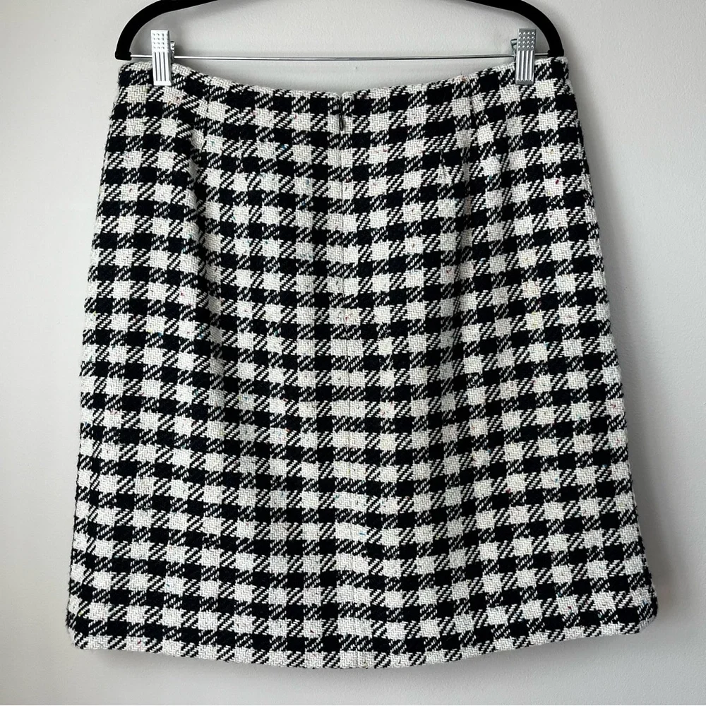 NWT Talbots Women's 12 Multicolor Houndstooth Tweed Mini Skirt Gold Buttons